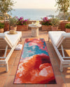 Urban Terrace Collection Area Rug -  Patio Runner Gray and Pink  lifestyle 70