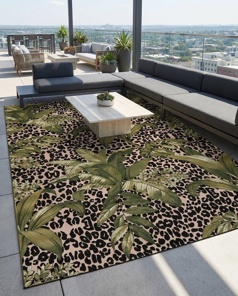 Seaside Blooms Collection Area Rug -  Lotus Rectangle Green  lifestyle 15