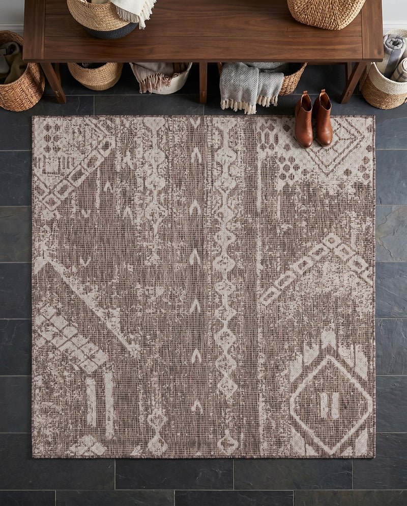 Desert Nomad Terrace Collection Area Rug - Sahara (Brown) Square Brown  lifestyle 30