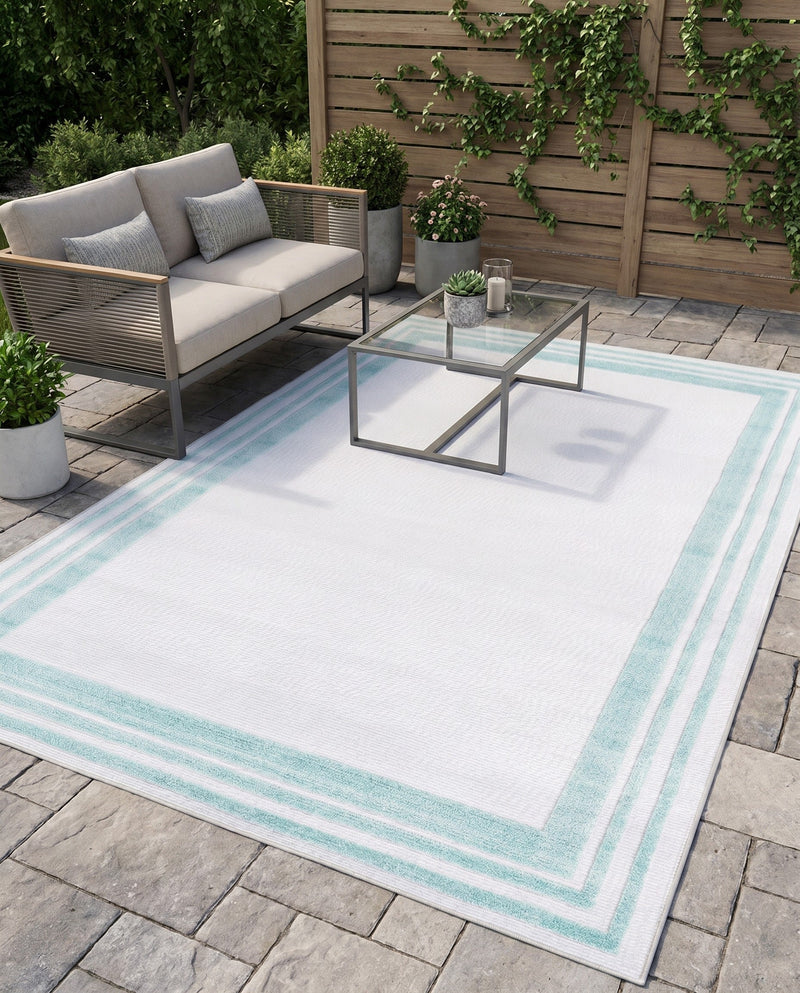 Bahama Breeze Outdoor Collection Area Rug -  Abaco Rectangle Gray Teal  lifestyle 61