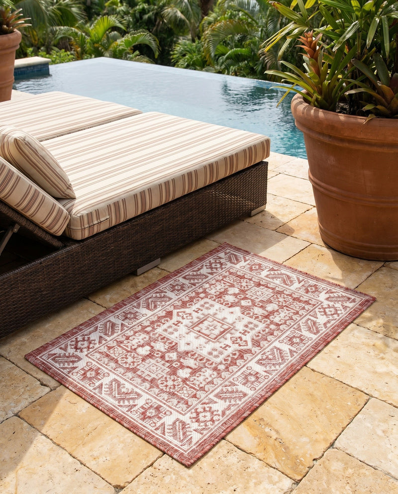 Tribal Terrace Treasures Collection Area Rug -  Incan Isle (Rust Red) Rectangle Rust Red  lifestyle 41