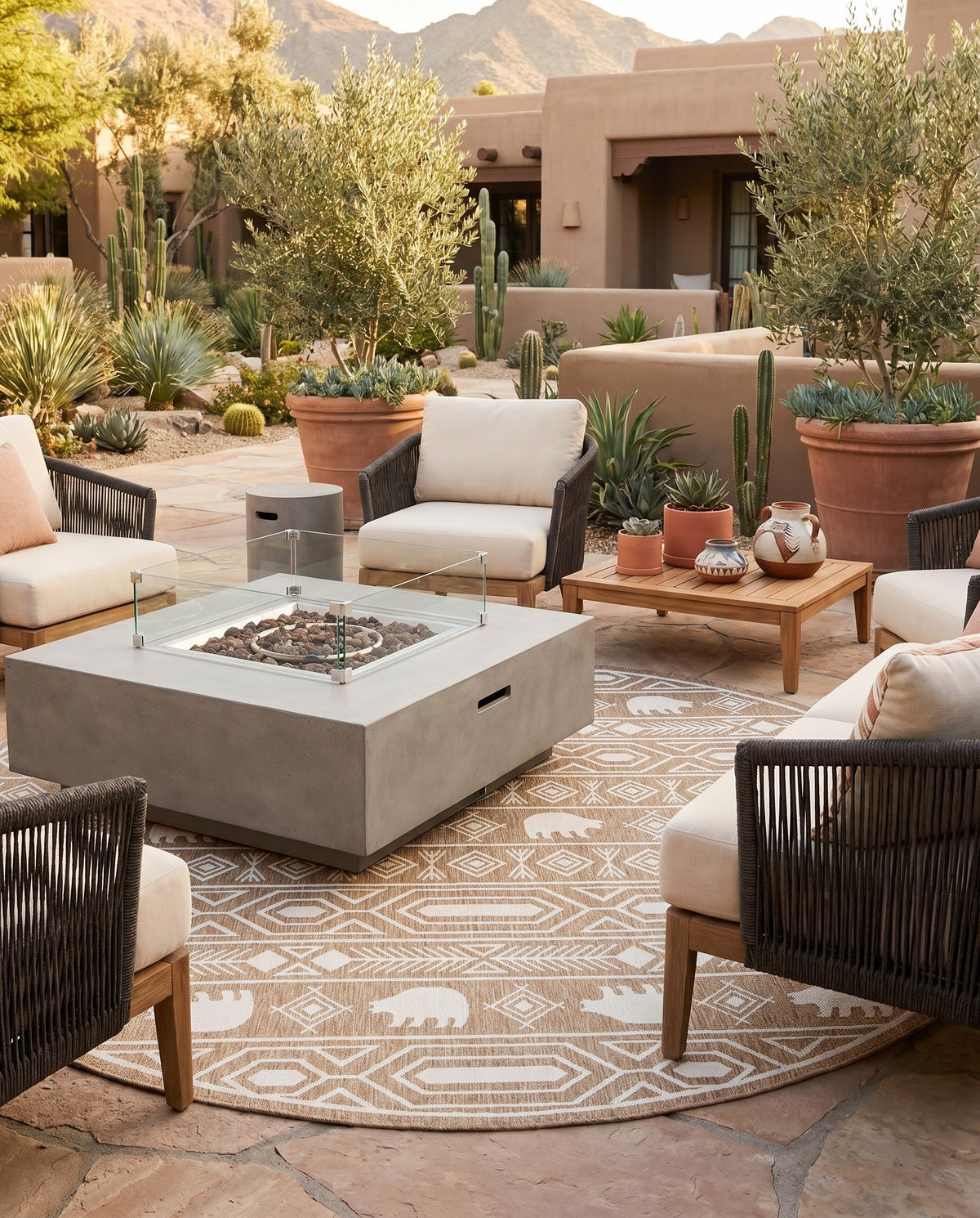 Mesa Oasis Rugs Collection Area Rug - Sundown Round Taupe  lifestyle 46