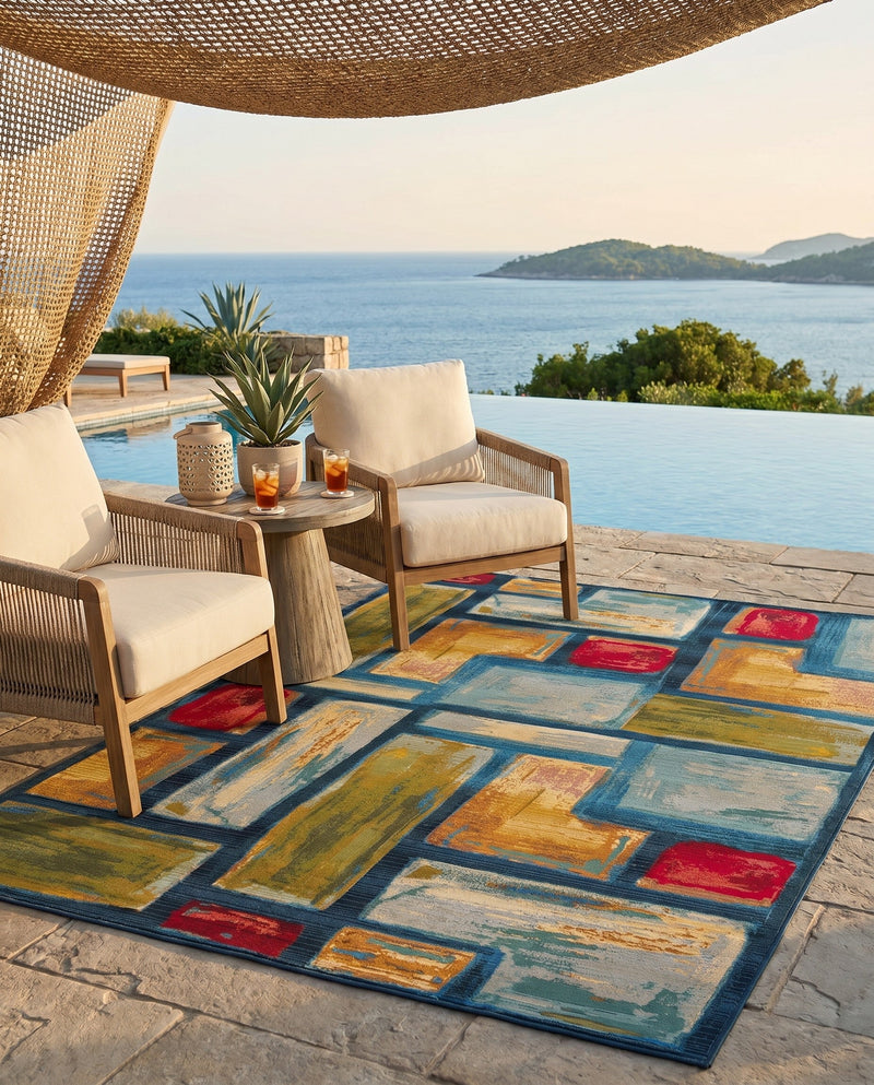 Urban Terrace Collection Area Rug -  Portico Rectangle Multi  lifestyle 4