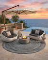 Sustainable Strands Indoor-Outdoor Oasis Collection Area Rug -  Sandbar (Black and White) Round Black and White  lifestyle 35