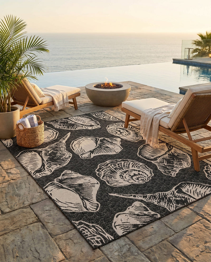 Seaside Haven Rugs Collection Area Rug -  Lighthouse (Black and White) Rectangle Black and White  lifestyle 15