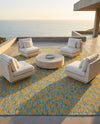 Savannah Escape Collection Area Rug -  Amazon (Blue Yellow) Square Blue Yellow  lifestyle 45