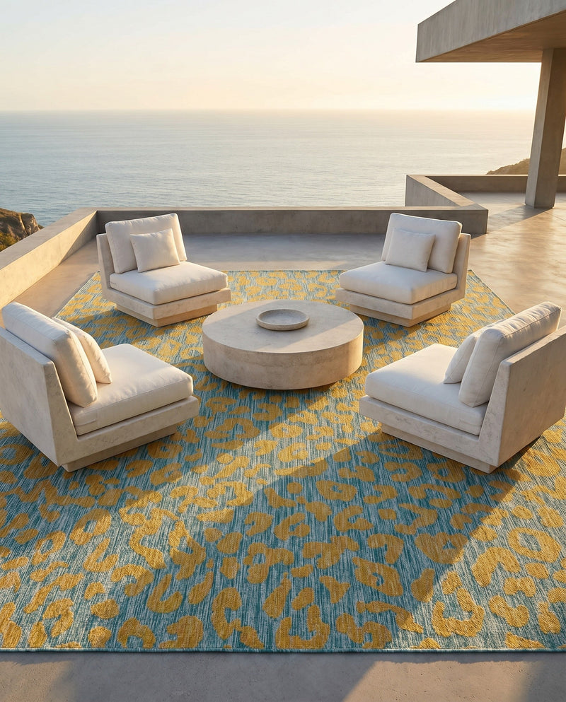 Savannah Escape Collection Area Rug -  Amazon (Blue Yellow) Square Blue Yellow  lifestyle 45