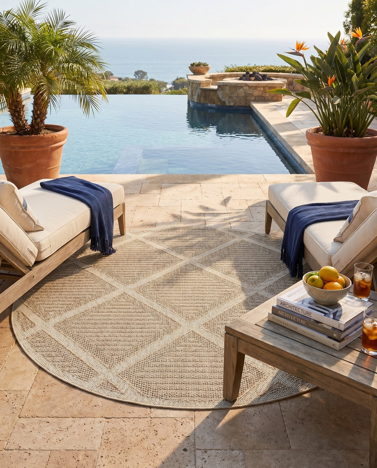 Savannah Pergola Collection Area Rug -  Eden Round Khaki  lifestyle 139
