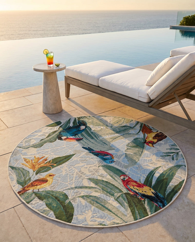 Seaside Blooms Collection Area Rug -  Tropic Round Multi  lifestyle 33