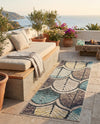 Outdoor Marrakesh Collection Area Rug -  Rabat Runner Gray Blue Ivory  lifestyle 63