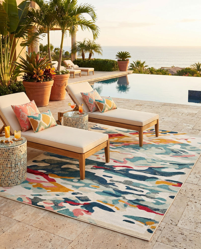 Outdoor Marrakesh Collection Area Rug -  Meknes Rectangle Multi  lifestyle 14