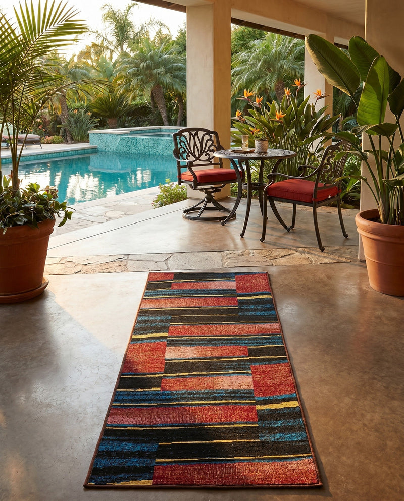 Urban Terrace Collection Area Rug -  Courtyard Runner Multi  lifestyle 63