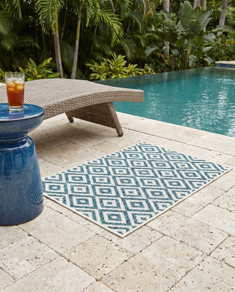 Urban Oasis Rugs Collection Area Rug -  Rooftop (Teal) Rectangle Teal  lifestyle 7