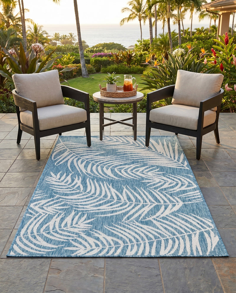 Seaside Blooms Collection Area Rug - Verdure (Light Aqua) Rectangle Light Aqua  lifestyle 19