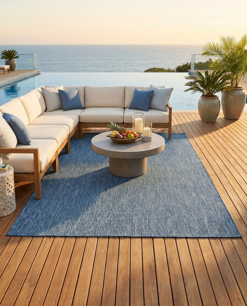 Seaside Serenity Collection Area Rug - Veranda (Blue) Rectangle Blue  lifestyle 13