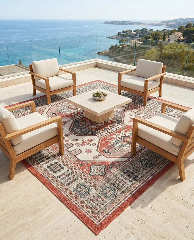 Patio Heritage Collection Area Rug - Veranda Square Multi  lifestyle 75