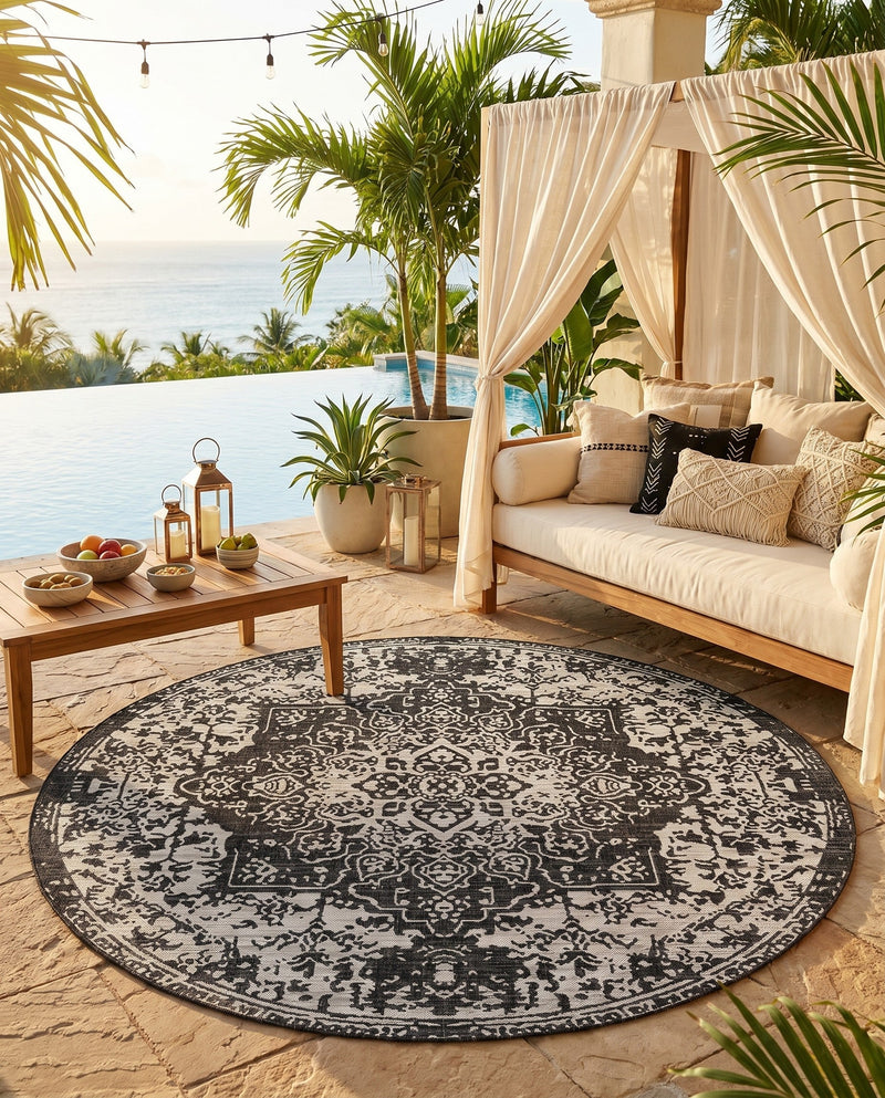 Urban Oasis Rugs Collection Area Rug -  Penthouse (Charcoal Gray) Round Charcoal Gray  lifestyle 82