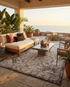 Tribal Terrace Treasures Collection Area Rug - Mayan Marina (Charcoal Gray) Rectangle Charcoal Gray  lifestyle 44