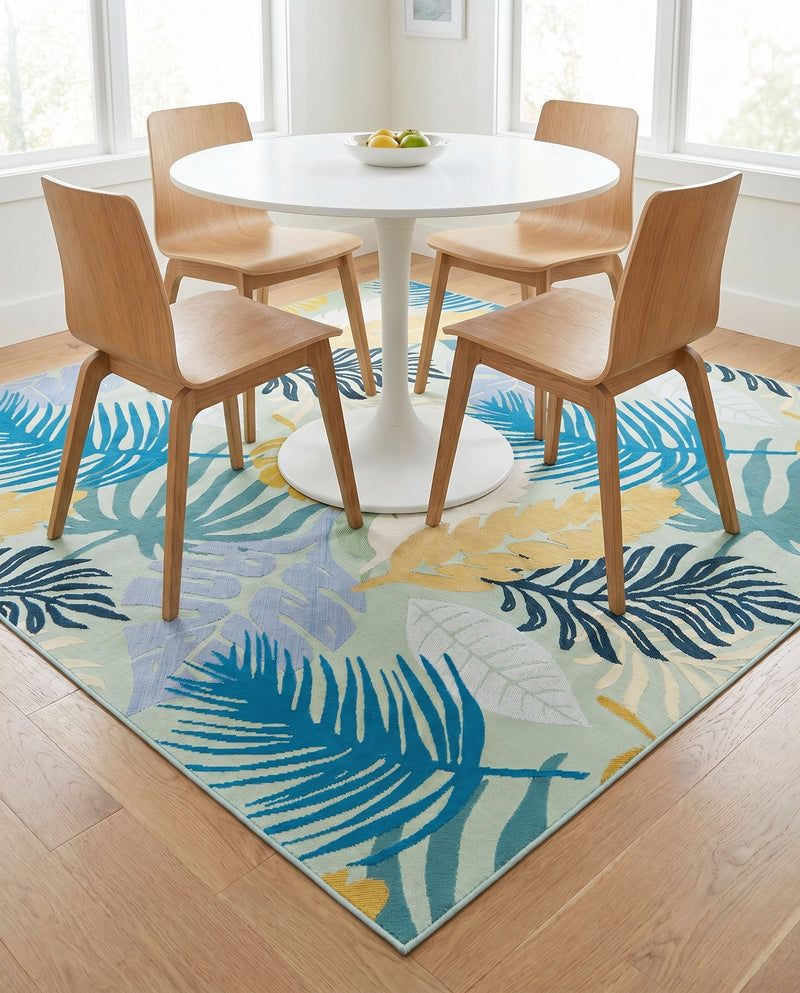 Seaside Blooms Collection Area Rug -  Sunkiss Square Multi  lifestyle 48