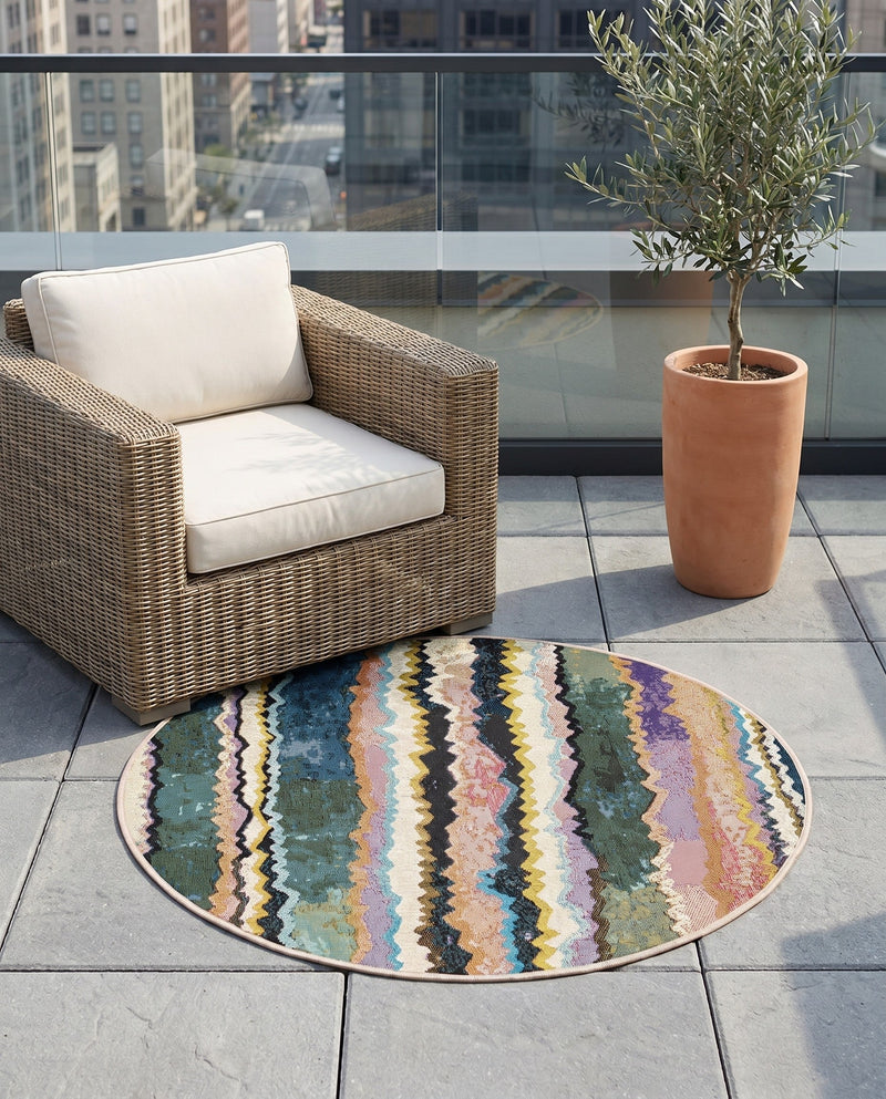 Urban Terrace Collection Area Rug -  Capri Round Multi  lifestyle 22