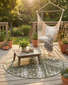 Desert Nomad Terrace Collection Area Rug - Sahara (Green) Round Green  lifestyle 37