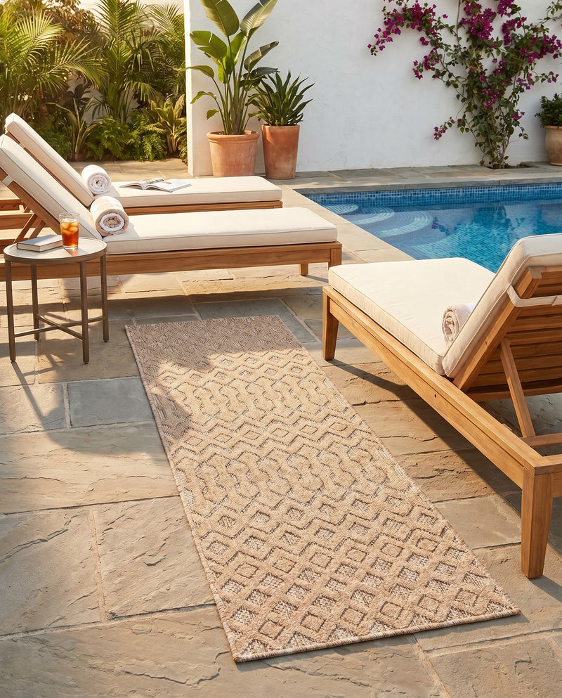 Garden Lattice Charm Collection Area Rug -  Pergola (Beige) Runner Beige  lifestyle 53