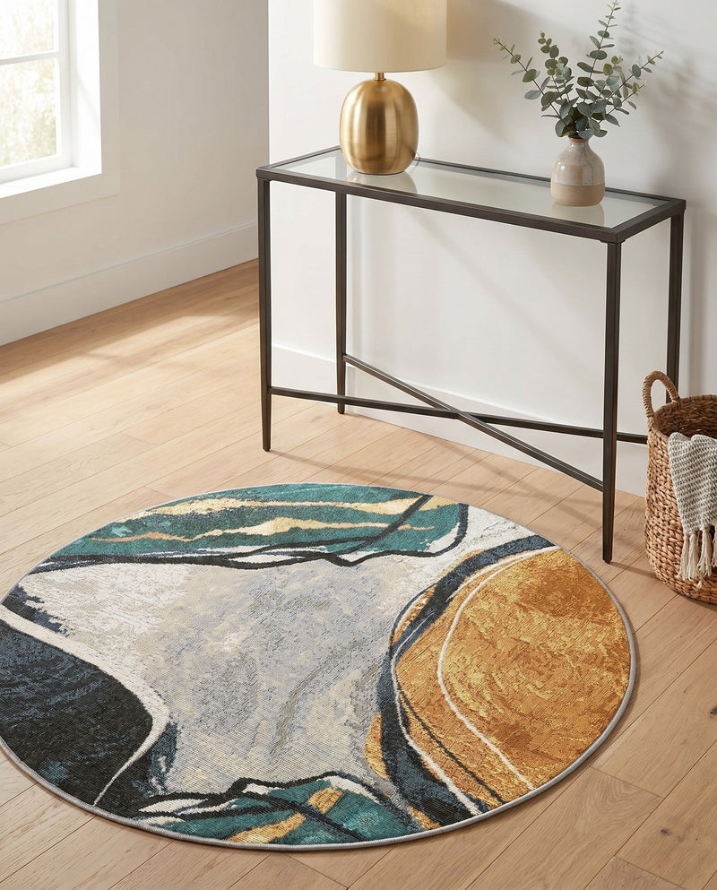 Urban Terrace Collection Area Rug -  Pavilion Round Multi  lifestyle 56