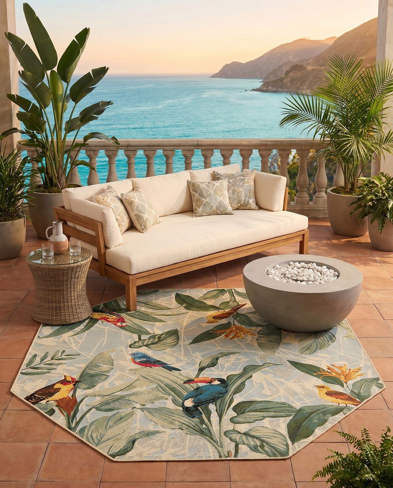 Seaside Blooms Collection Area Rug -  Tropic Octagon Multi  lifestyle 40