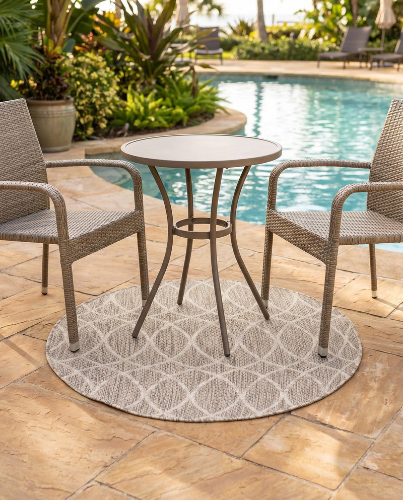Savannah Pergola Collection Area Rug -  Pavilion (Light Gray) Round Light Gray  lifestyle 48