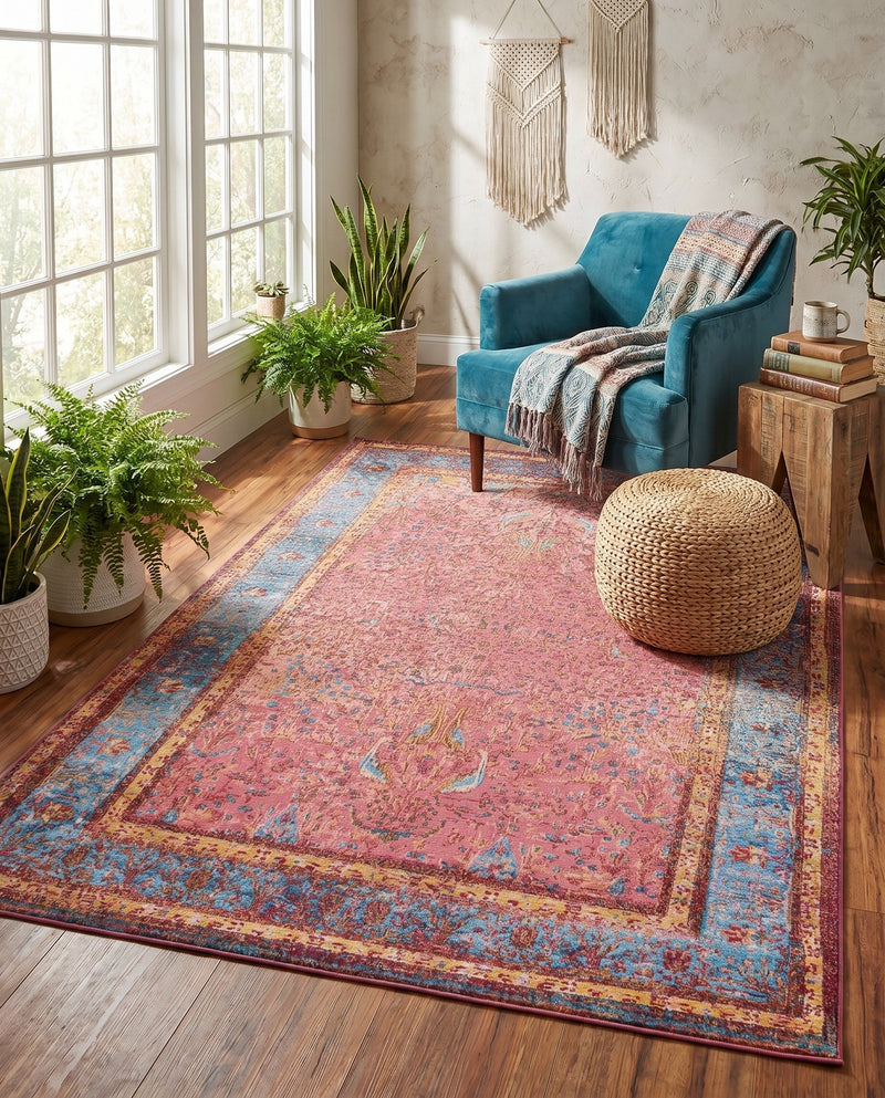 Patio Heritage Collection Area Rug -  Serenity Rectangle Vintage Salmon Coral  lifestyle 27