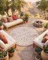 Tribal Terrace Treasures Collection Area Rug - Mayan Marina (Rust Red) Round Rust Red  lifestyle 41