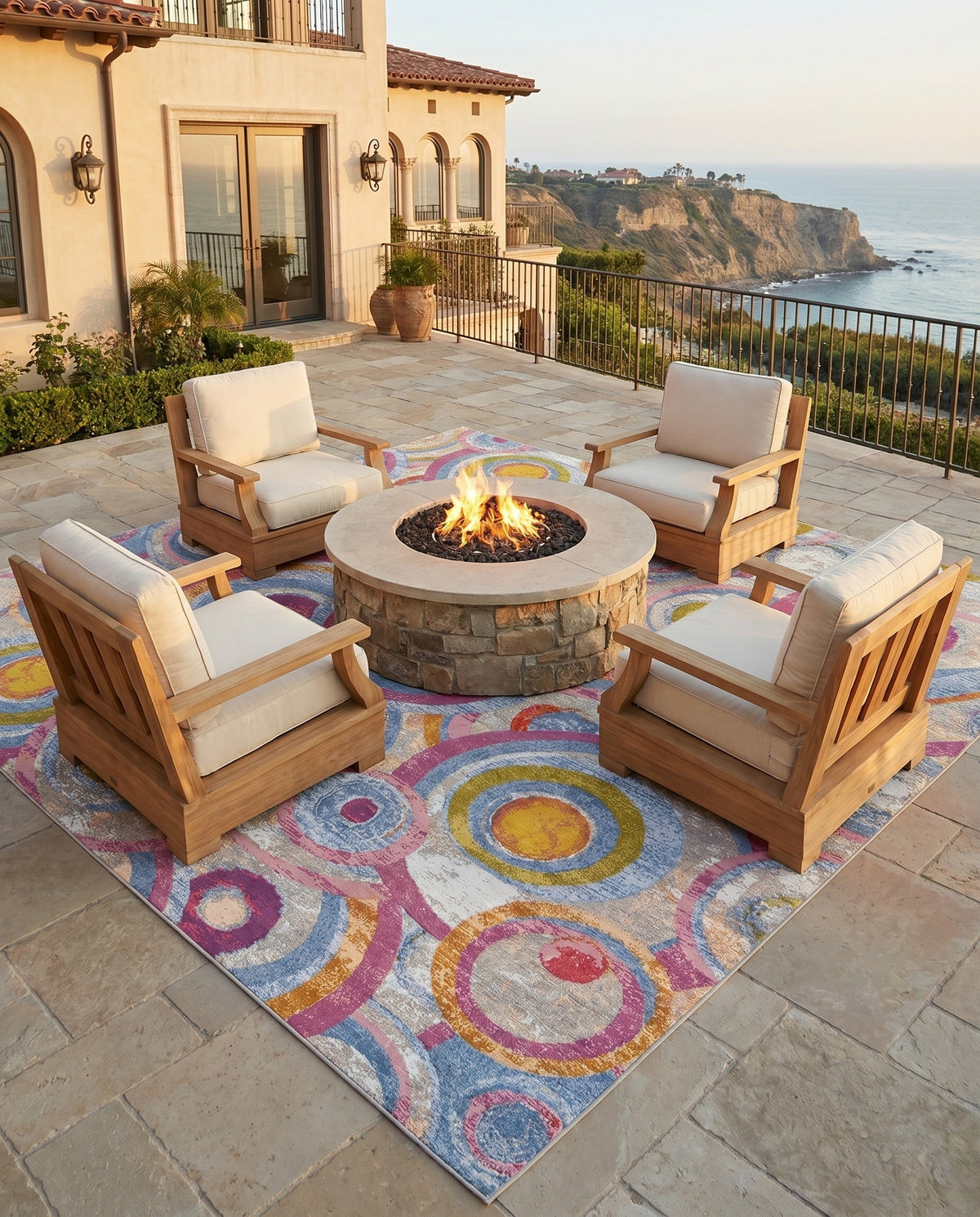 Urban Terrace Collection Area Rug -  Plaza Square Multi  lifestyle 84
