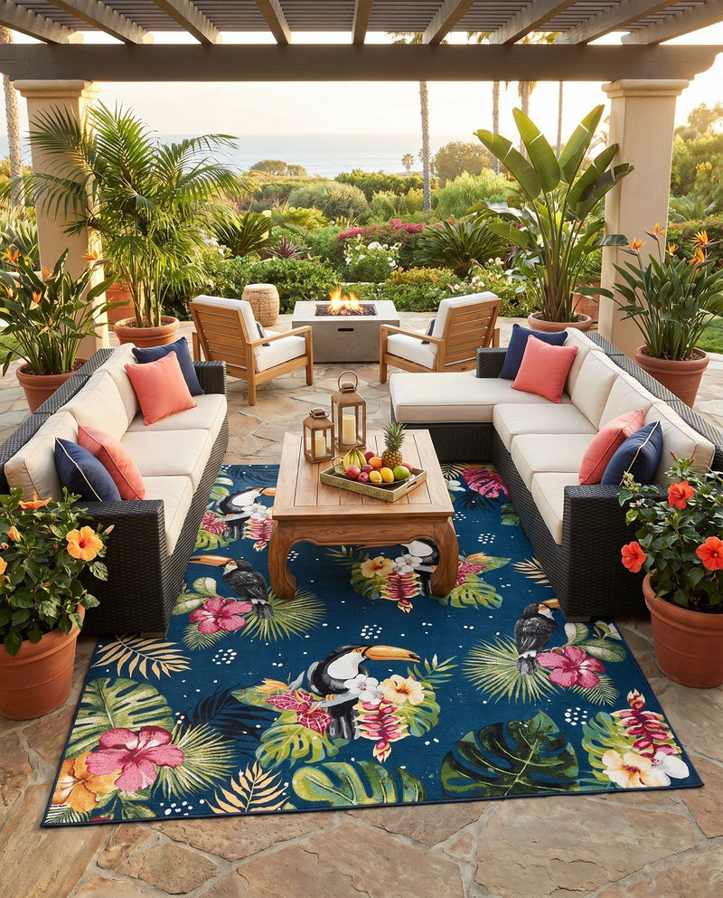 Seaside Blooms Collection Area Rug -  Leaf Rectangle Multi  lifestyle 18