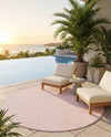 Seaside Serenity Collection Area Rug - Veranda (Whisper Pink) Round Whisper Pink  lifestyle 50