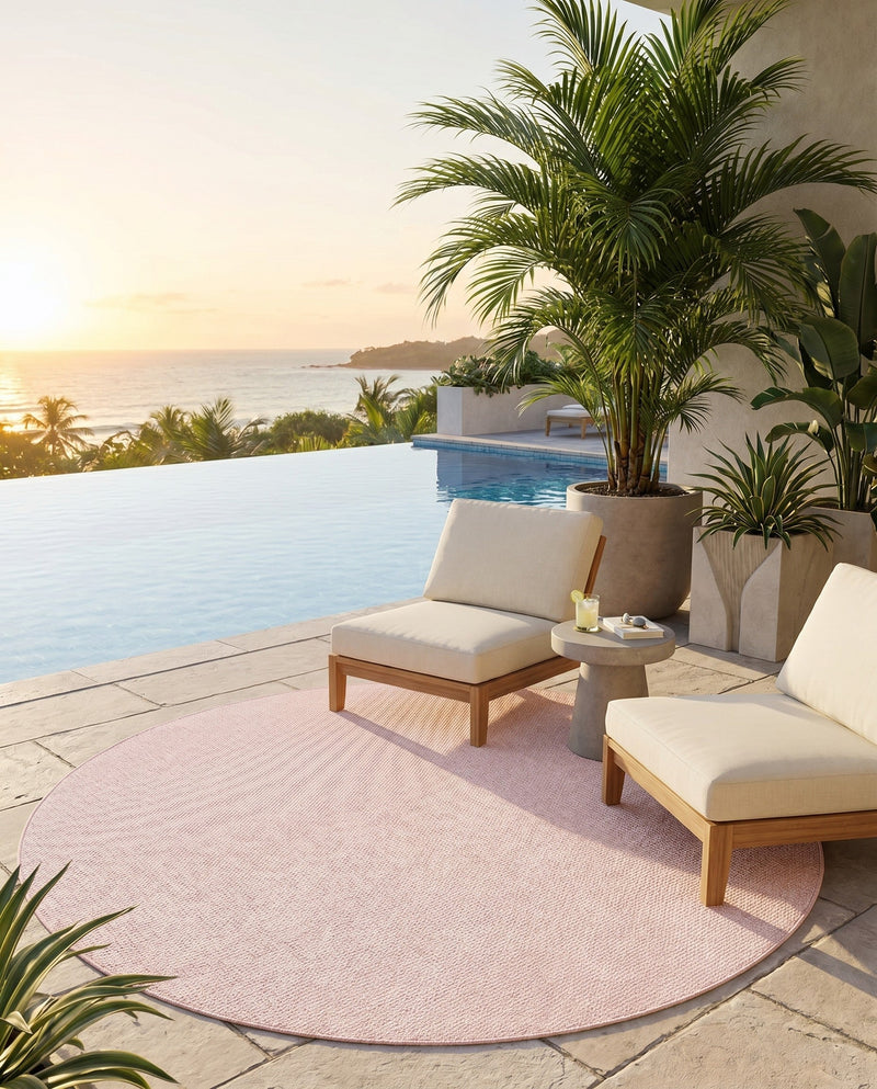 Seaside Serenity Collection Area Rug - Veranda (Whisper Pink) Round Whisper Pink  lifestyle 50