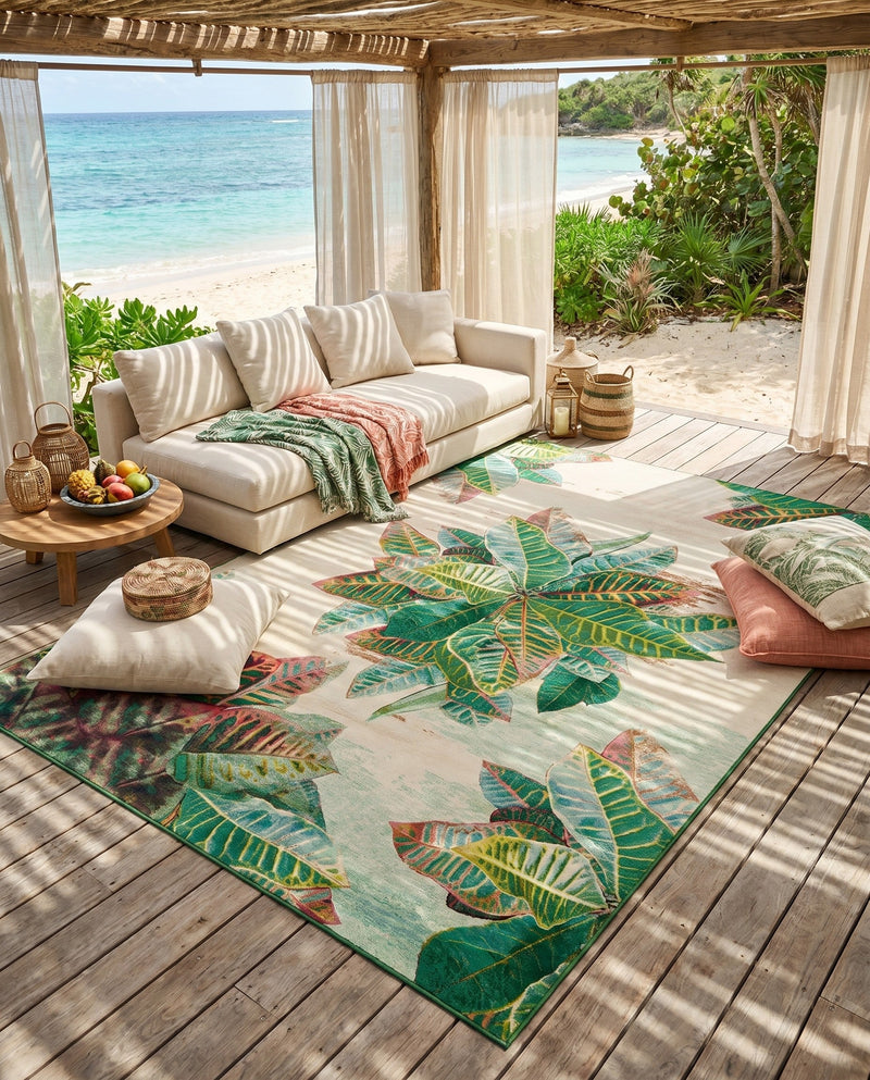 Seaside Blooms Collection Area Rug -  Fern Rectangle Multi  lifestyle 16