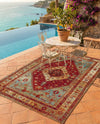 Patio Heritage Collection Area Rug -  Arbor Rectangle Red Green Blue  lifestyle 20