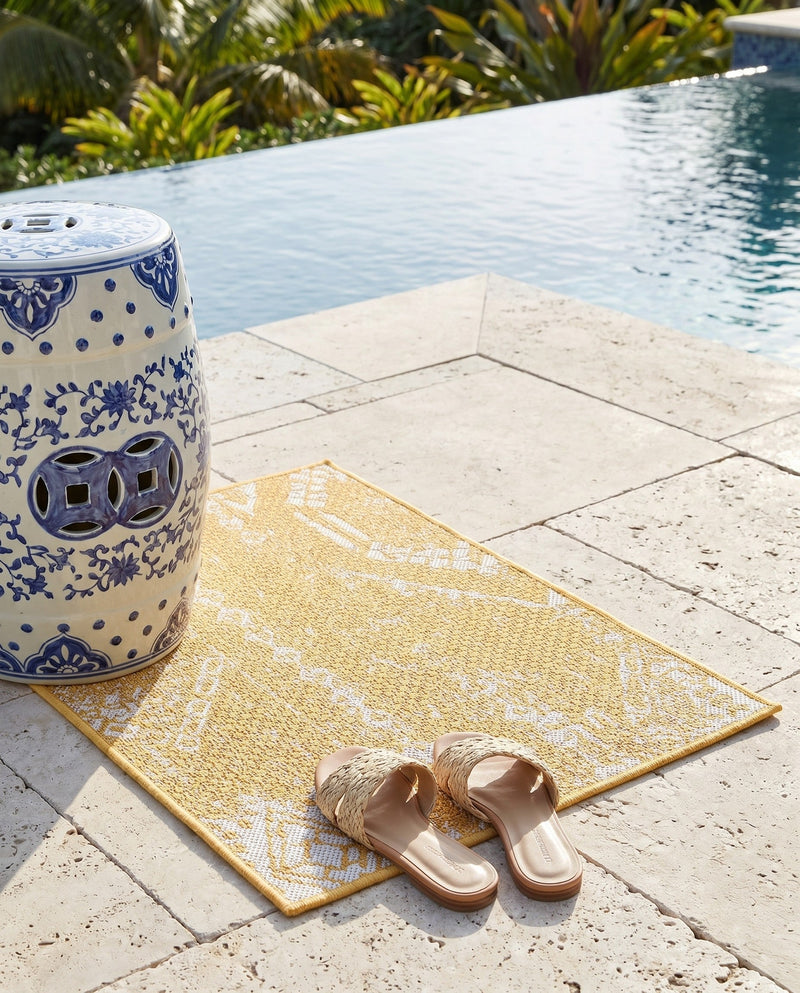 Desert Nomad Terrace Collection Area Rug - Sahara (Yellow) Rectangle Yellow  lifestyle 29