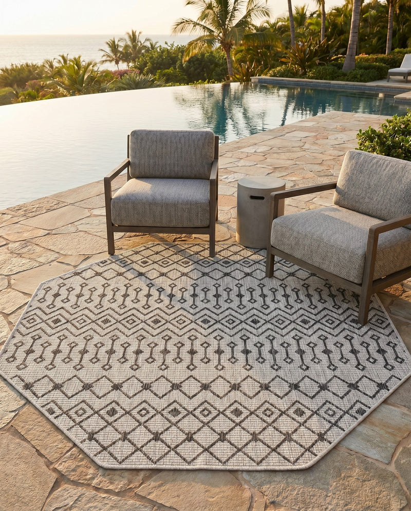 Savannah Pergola Collection Area Rug -  Pergola (Gray) Octagon Gray  lifestyle 62