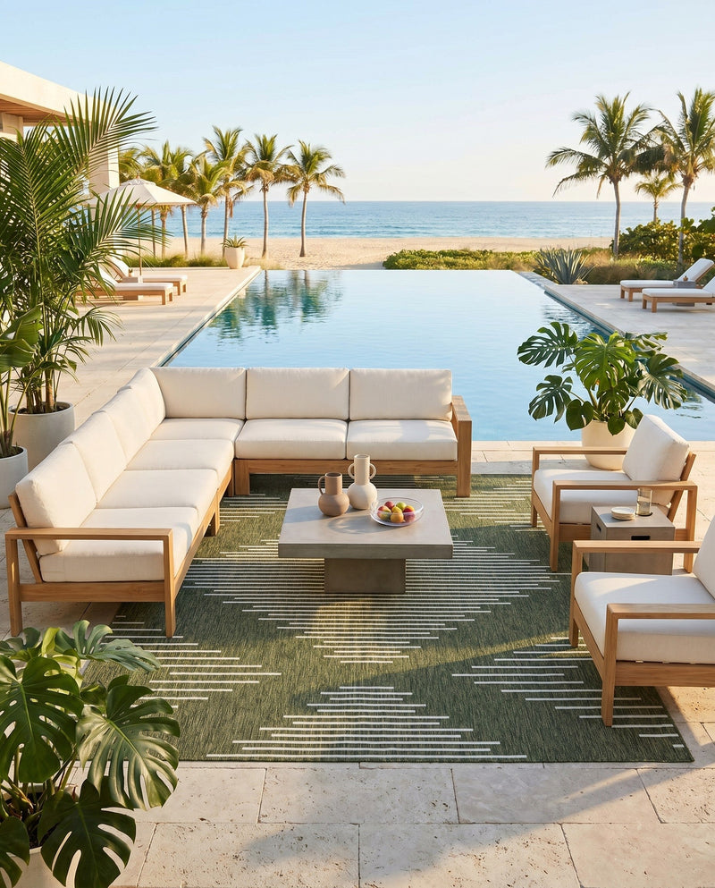 Urban Terrace Collection Area Rug -  Chelsea (Green) Rectangle Green  lifestyle 6