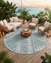 Desert Nomad Terrace Collection Area Rug - Sahara (Light Aqua) Round Light Aqua  lifestyle 25