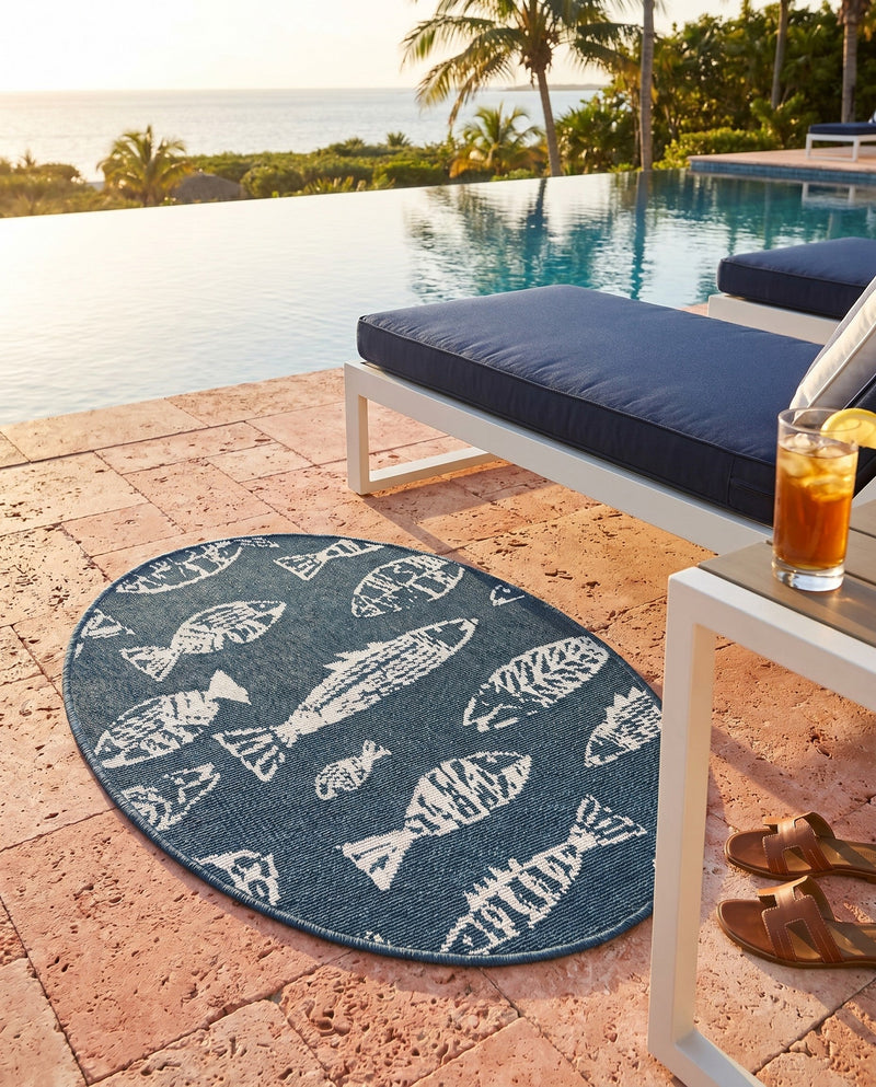 Seaside Haven Rugs Collection Area Rug -  Oceanview Oval Blue  lifestyle 28