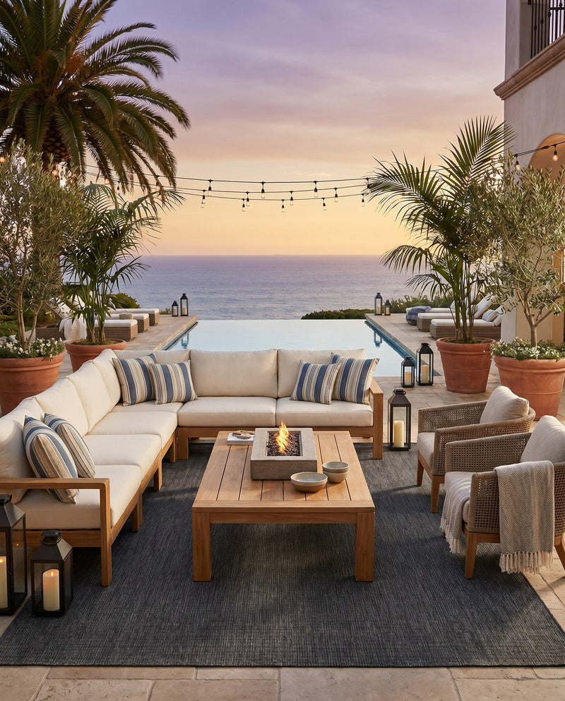 Seaside Serenity Collection Area Rug - Veranda (Black) Rectangle Black  lifestyle 47