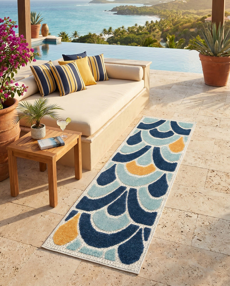 Caribbean Terrace Collection Area Rug -  Barbados Runner Blue  lifestyle 40