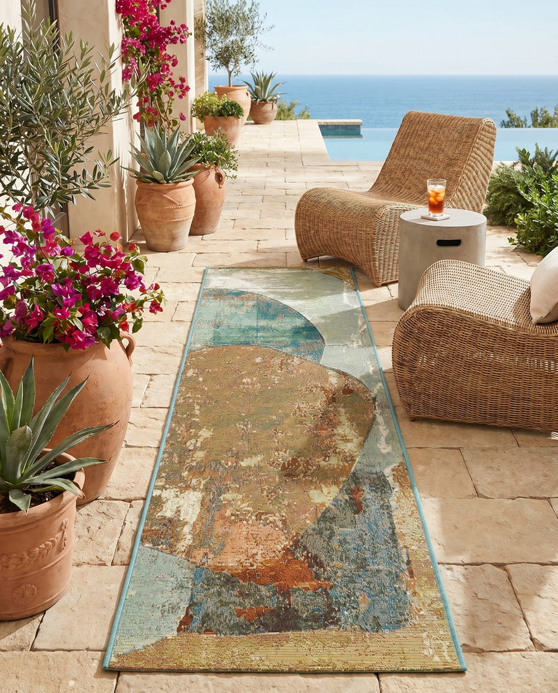 Urban Terrace Collection Area Rug -  Portico Runner Multi  lifestyle 13