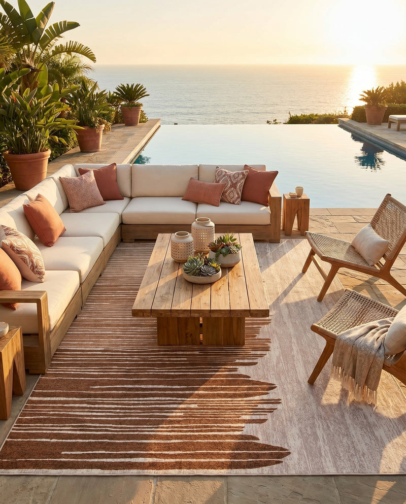 Urban Terrace Collection Area Rug -  Balcony Rectangle Beige Brown  lifestyle 15