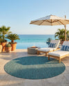 Seaside Serenity Collection Area Rug - Veranda (Teal) Round Teal  lifestyle 64
