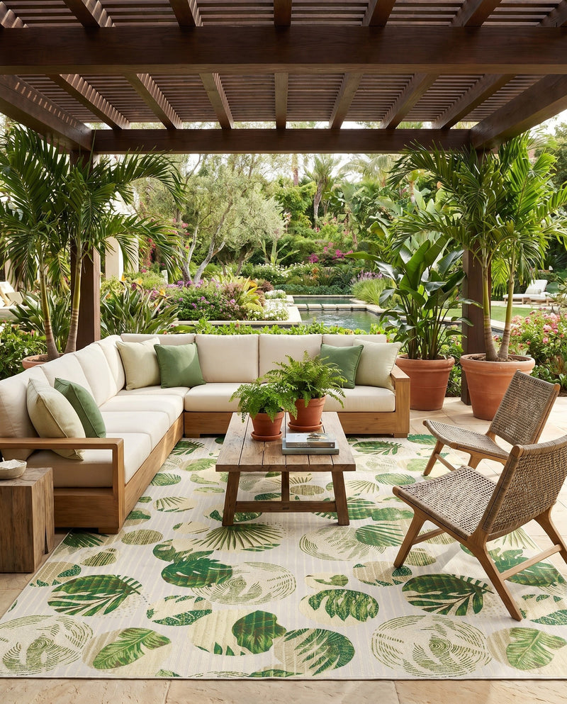 Seaside Blooms Collection Area Rug -  Ivy Rectangle Green  lifestyle 66