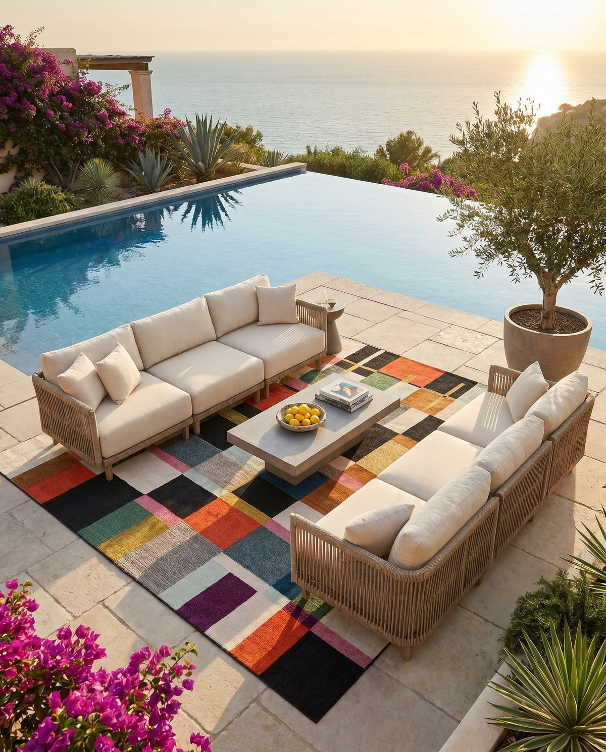 Outdoor Marrakesh Collection Area Rug -  Tangier Rectangle Multi  lifestyle 8