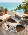 Urban Terrace Collection Area Rug -  Garden Round Brown and White  lifestyle 66